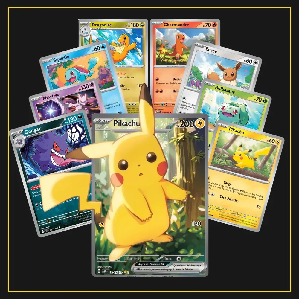 100 Cartas Pokémon com 10 brilhantes e 1 ultra rara — Copag